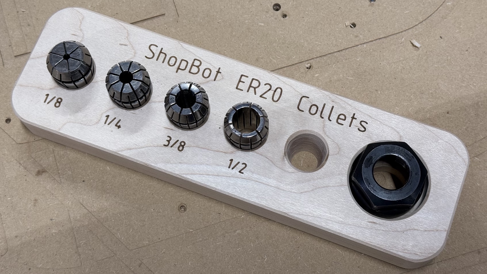 Collet holder with collets and lock nut